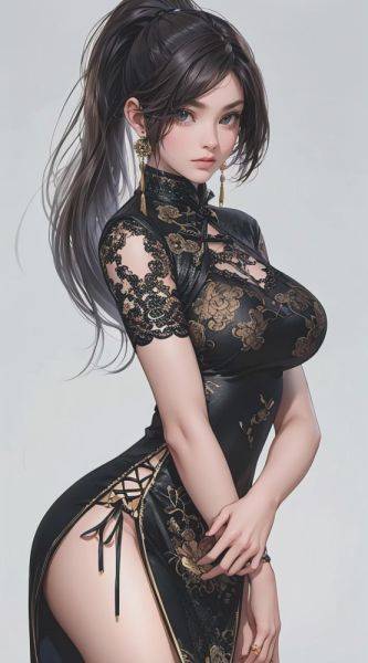 Black lace china dress - xgroovy.com - China on pornsimulated.com