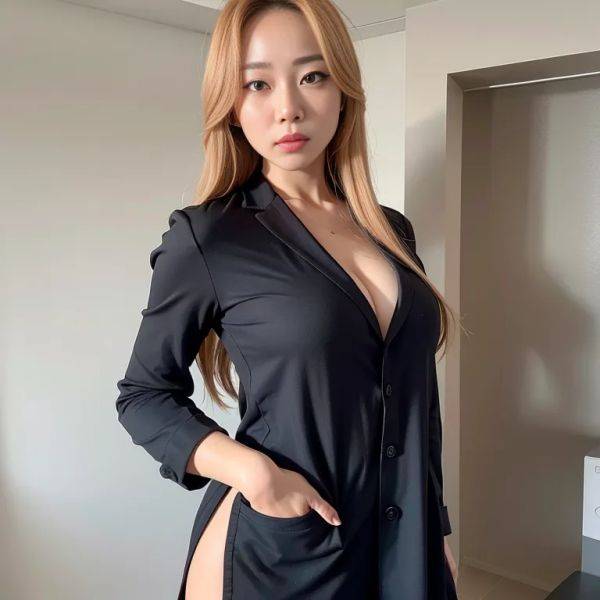 ,korean,kpop idol,woman,twenties,(RAW photo, best quality, masterpiece:1.1), (realistic, photo-realistic:1.2), ultra-detailed, ultra high res, physically-based rendering,long hair,messy hair,blonde hair,large - pornmake.ai - North Korea on pornsimulated.com