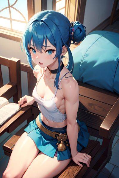 Anime Muscular Small Tits 18 Age Shocked Face Blue Hair Hair Bun Hair Style Light Skin Dark Fantasy Church Close Up View Straddling Mini Skirt 3688432018273573397 - AI Hentai - aihentai.co on pornsimulated.com