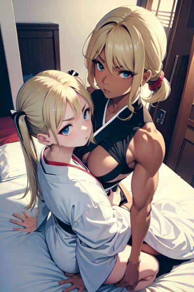 Anime Muscular Small Tits 60s Age Serious Face Blonde Pigtails Hair Style Dark Skin Black And White Bedroom Front View Massage Kimono 3688497731273908655 - AI Hentai - aihentai.co on pornsimulated.com