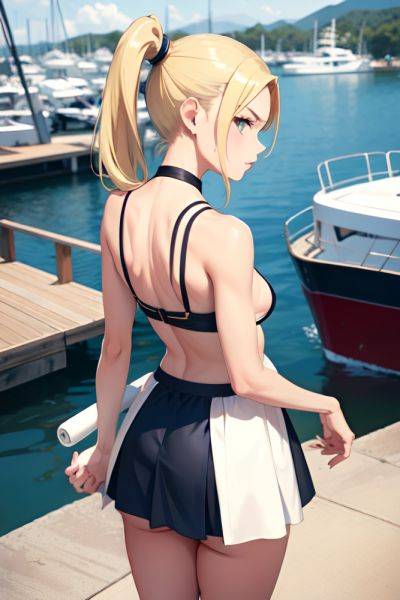 Anime Skinny Small Tits 50s Age Serious Face Blonde Ponytail Hair Style Light Skin Film Photo Yacht Side View On Back Mini Skirt 3688888143805638578 - AI Hentai - aihentai.co on pornsimulated.com