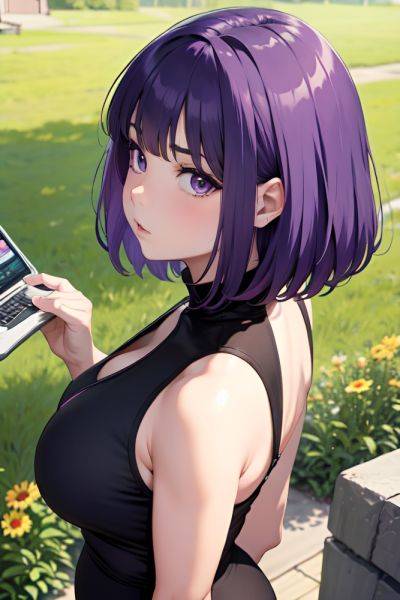 Anime Chubby Small Tits 70s Age Serious Face Purple Hair Bobcut Hair Style Light Skin Comic Meadow Back View Gaming Goth 3688942260394264713 - AI Hentai - aihentai.co on pornsimulated.com