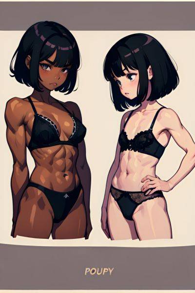 Anime Muscular Small Tits 80s Age Pouting Lips Face Black Hair Bangs Hair Style Dark Skin Illustration Party Back View Plank Lingerie 3689270825396029615 - AI Hentai - aihentai.co on pornsimulated.com