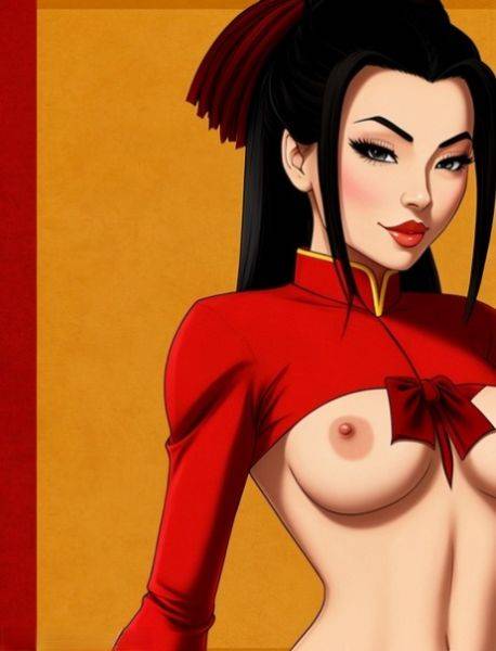 Raven-haired anime beauty Azula strips in a solo and shows her big tits - pornpics.com on pornsimulated.com