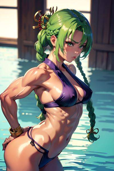 Anime Muscular Small Tits 80s Age Pouting Lips Face Green Hair Braided Hair Style Light Skin Skin Detail (beta) Lake Side View Bending Over Geisha 3696124303609416407 - AI Hentai - aihentai.co on pornsimulated.com