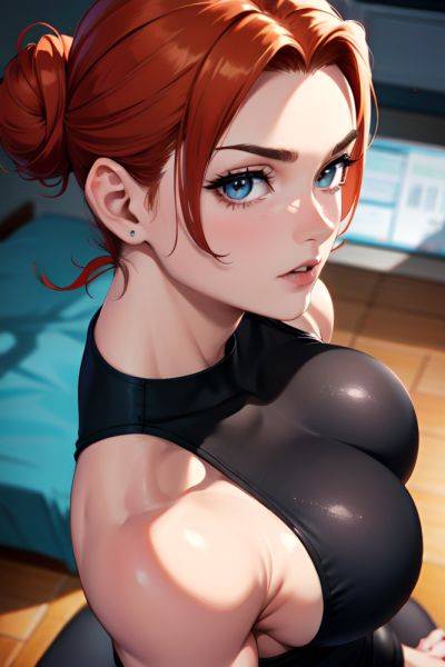 Anime Muscular Huge Boobs 80s Age Seductive Face Ginger Hair Bun Hair Style Light Skin Charcoal Office Close Up View On Back Goth 3696174553774990105 - AI Hentai - aihentai.co on pornsimulated.com