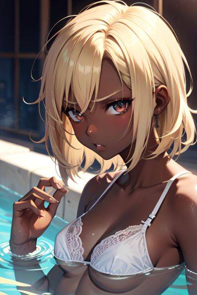 Anime Skinny Small Tits 20s Age Angry Face Blonde Pixie Hair Style Dark Skin Warm Anime Bar Close Up View Bathing Lingerie 3696487657845317284 - AI Hentai - aihentai.co on pornsimulated.com