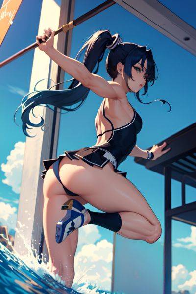 Anime Muscular Small Tits 70s Age Seductive Face Blue Hair Ponytail Hair Style Dark Skin Black And White Yacht Back View Jumping Mini Skirt 3696584293657985754 - AI Hentai - aihentai.co on pornsimulated.com