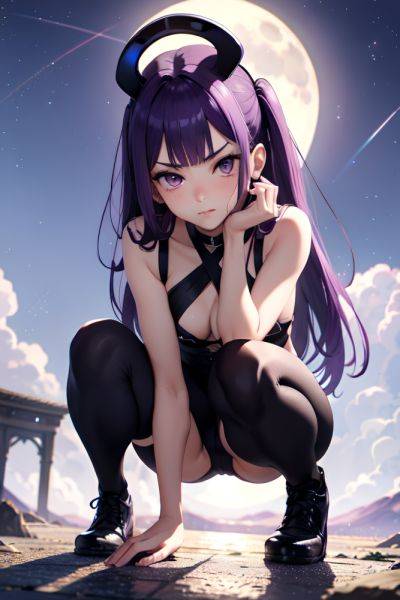 Anime Skinny Small Tits 30s Age Pouting Lips Face Purple Hair Bangs Hair Style Light Skin Black And White Moon Front View Squatting Goth 3696707989669226696 - AI Hentai - aihentai.co on pornsimulated.com