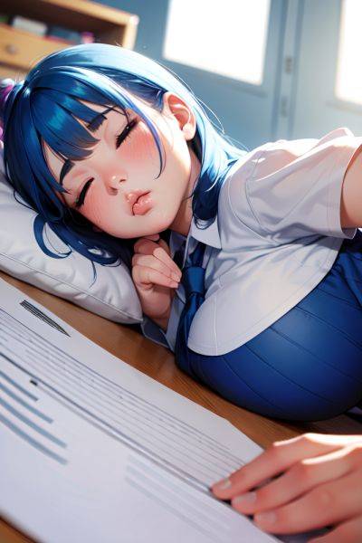 Anime Chubby Small Tits 20s Age Pouting Lips Face Blue Hair Bangs Hair Style Light Skin Soft + Warm Office Close Up View Sleeping Schoolgirl 3696731182492806017 - AI Hentai - aihentai.co on pornsimulated.com