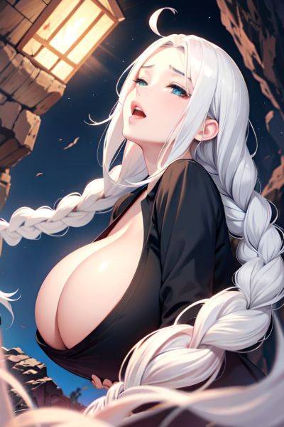 Anime Busty Huge Boobs 30s Age Orgasm Face White Hair Braided Hair Style Light Skin Black And White Cave Front View Plank Pajamas 3692034637017187040 - AI Hentai - aihentai.co on pornsimulated.com