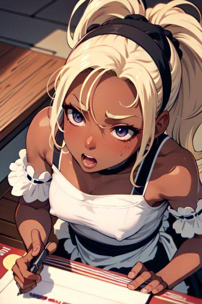 Anime Muscular Small Tits 80s Age Ahegao Face Brunette Ponytail Hair Style Dark Skin Skin Detail (beta) Party Close Up View Gaming Maid 3696924456022476275 - AI Hentai - aihentai.co on pornsimulated.com