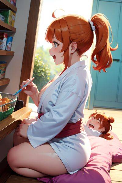Anime Chubby Small Tits 80s Age Laughing Face Ginger Ponytail Hair Style Light Skin Painting Grocery Side View Spreading Legs Bathrobe 3697222097411952823 - AI Hentai - aihentai.co on pornsimulated.com