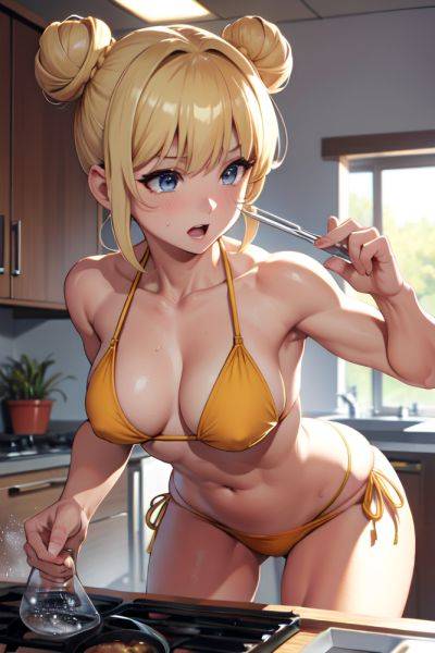 Anime Muscular Small Tits 70s Age Orgasm Face Blonde Hair Bun Hair Style Light Skin Soft + Warm Club Front View Cooking Bikini 3697426968308330025 - AI Hentai - aihentai.co on pornsimulated.com