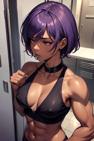 Anime Muscular Small Tits 60s Age Seductive Face Purple Hair Pixie Hair Style Dark Skin Charcoal Locker Room Front View Sleeping Goth 3697519739585841695 - AI Hentai - aihentai.co on pornsimulated.com