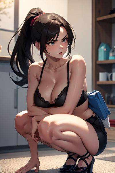 Anime Skinny Huge Boobs 30s Age Angry Face Brunette Ponytail Hair Style Dark Skin Charcoal Cafe Front View Squatting Lingerie 3697562259754644469 - AI Hentai - aihentai.co on pornsimulated.com