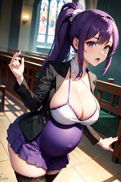Anime Pregnant Huge Boobs 50s Age Shocked Face Purple Hair Ponytail Hair Style Light Skin Skin Detail (beta) Church Front View Gaming Stockings 3697651165153187799 - AI Hentai - aihentai.co on pornsimulated.com
