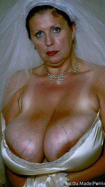 Photo studio laughing babe profile shot white hair arched eyebrow wedding AI porn - made.porn on pornsimulated.com