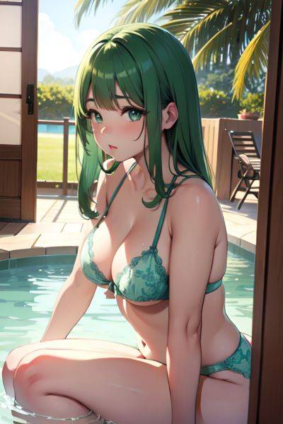 Anime Chubby Small Tits 40s Age Pouting Lips Face Green Hair Straight Hair Style Light Skin Vintage Bar Side View Bathing Bra 3698057039990657661 - AI Hentai - aihentai.co on pornsimulated.com