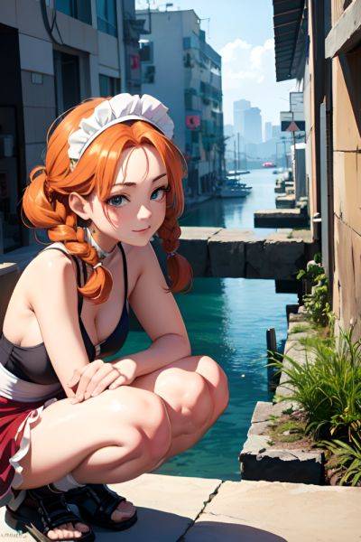 Anime Busty Small Tits 70s Age Happy Face Ginger Braided Hair Style Light Skin Cyberpunk Lake Close Up View Squatting Maid 3698296699167362339 - AI Hentai - aihentai.co on pornsimulated.com