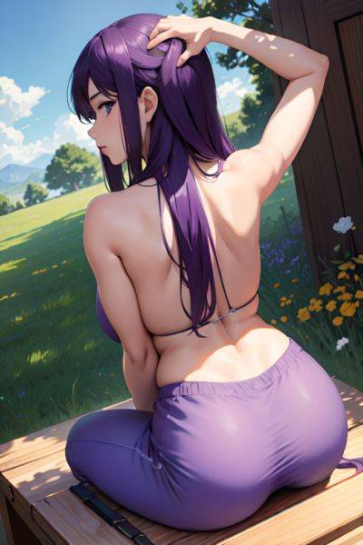 Anime Skinny Huge Boobs 30s Age Serious Face Purple Hair Straight Hair Style Dark Skin Film Photo Meadow Back View Plank Pajamas 3698288967801010145 - AI Hentai - aihentai.co on pornsimulated.com