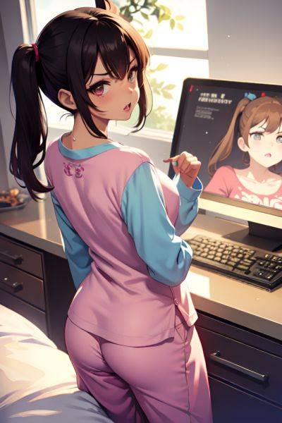 Anime Busty Small Tits 60s Age Angry Face Brunette Pigtails Hair Style Dark Skin Soft Anime Moon Back View Gaming Pajamas 3698439719960239699 - AI Hentai - aihentai.co on pornsimulated.com