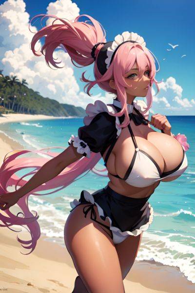 Anime Busty Huge Boobs 70s Age Sad Face Pink Hair Messy Hair Style Dark Skin Film Photo Beach Side View Jumping Maid 3698617532812471113 - AI Hentai - aihentai.co on pornsimulated.com