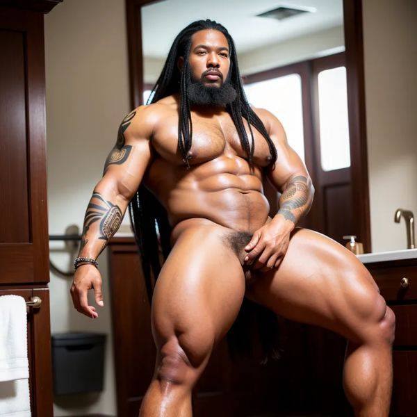 Black people, ,manly man,elder,(RAW photo, best quality, masterpiece:1.1), (realistic, photo-realistic:1.2), ultra-detailed, ultra high res, physically-based rendering,long hair,hair bun,huge breasts,huge - pornmake.ai on pornsimulated.com