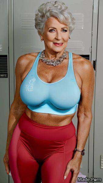 Sports bra high ponytail locker room bodybuilder gigantic boobs huge boobs sweat AI porn - made.porn on pornsimulated.com