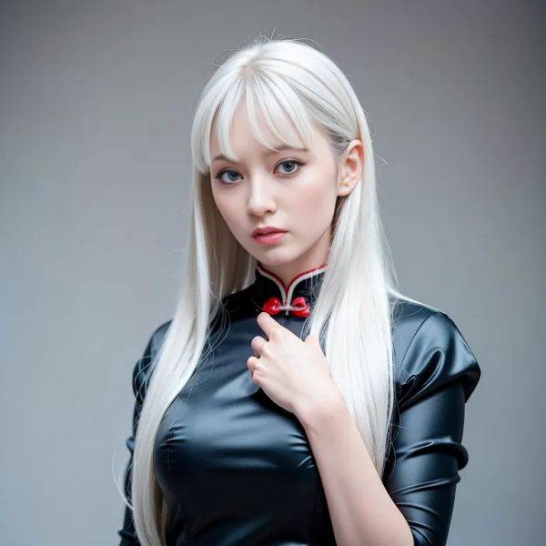 ,woman,twenties,(RAW photo, best quality, masterpiece:1.1), (realistic, photo-realistic:1.2), ultra-detailed, ultra high res, physically-based rendering,long hair,white hair,hair behind ear,bangs,blue eyes,shocked,qipao, - pornmake.ai on pornsimulated.com