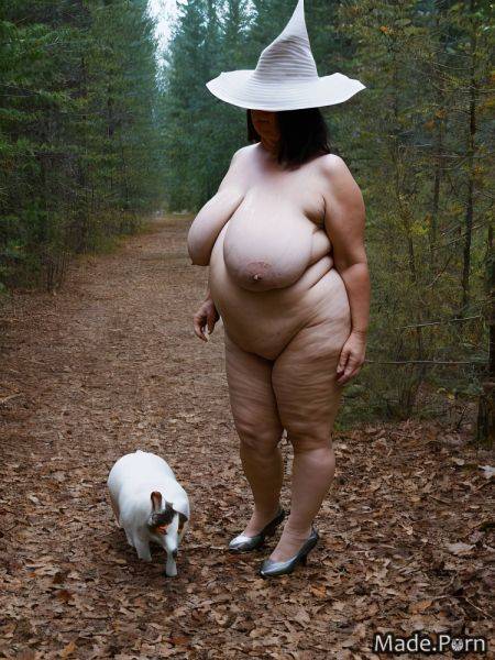 Hat made thick thighs woman forest partially nude big hips AI porn - made.porn on pornsimulated.com