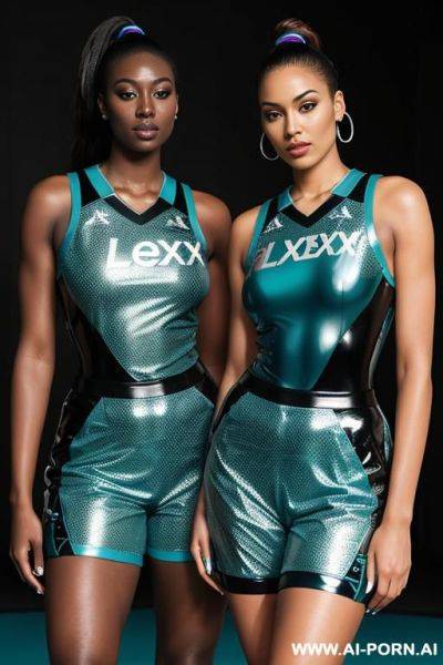 Teal and silver latex wnba jersey - ai-porn.ai on pornsimulated.com