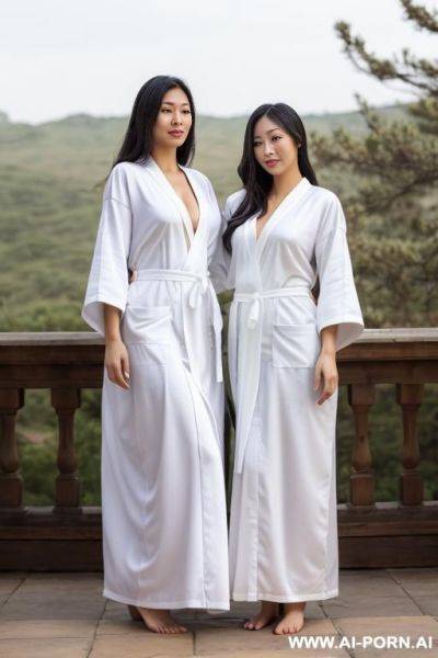 Woman wearing white clan robes - ai-porn.ai on pornsimulated.com