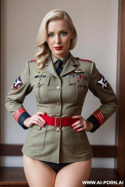 Blonde german in wwii uniform, red armband - ai-porn.ai - Germany on pornsimulated.com