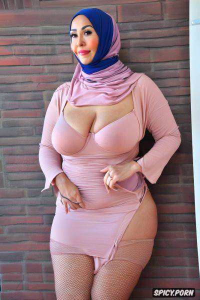 Always framed from forehead to thighs, hijab and thigh fit sexy dress with falling out tits and exposed crotch - spicy.porn on pornsimulated.com