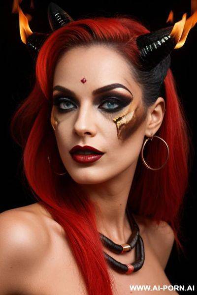 Hardrock woman nude bas make-up satanic fire color - ai-porn.ai on pornsimulated.com