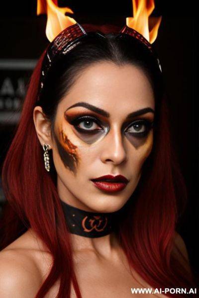 Hardrock woman nude bas face make-up satanic fire color - ai-porn.ai on pornsimulated.com