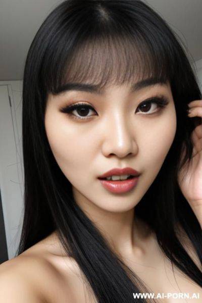 Asian woman, beauty, , ahegao, 20 years old, black hair, long hair, cum shot on face - ai-porn.ai on pornsimulated.com