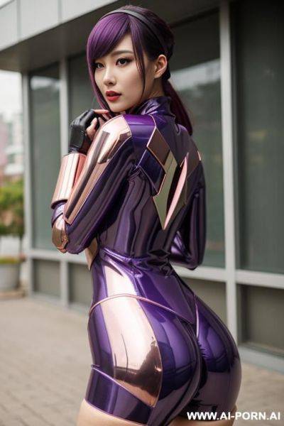 Violet and rosegold, latex power armor cosplay, asian, - ai-porn.ai on pornsimulated.com