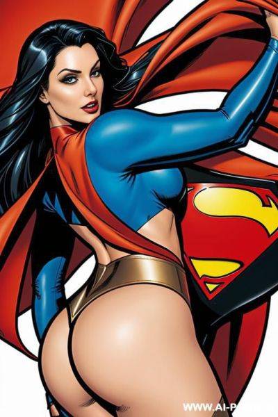 Superwoman, comic book, big butt, cartoon - ai-porn.ai on pornsimulated.com