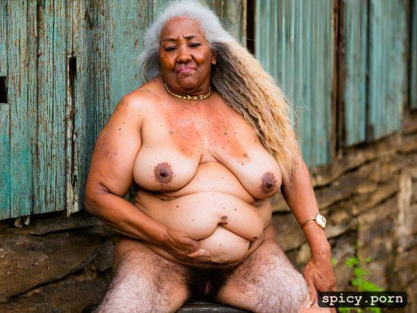 Hairy pussy, wrinkles, photo, 80 yo, full body, hanging, obese - spicy.porn on pornsimulated.com