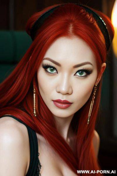 Young green eyed redhead asian pirate captain - ai-porn.ai on pornsimulated.com