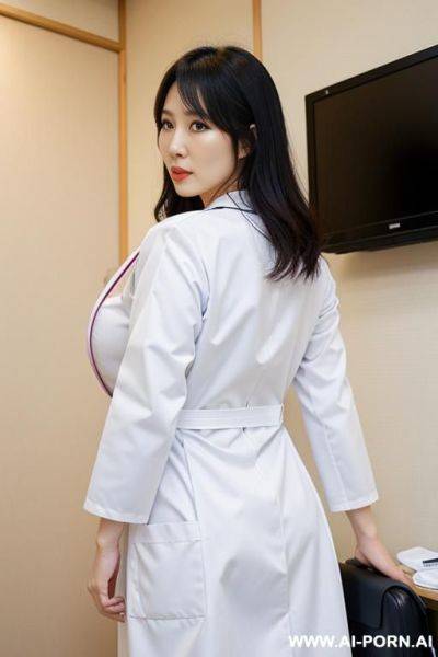 Japanese white woman, mega big tis , doctor dress , big ass, front view, she is in the hospital - ai-porn.ai - Japan on pornsimulated.com