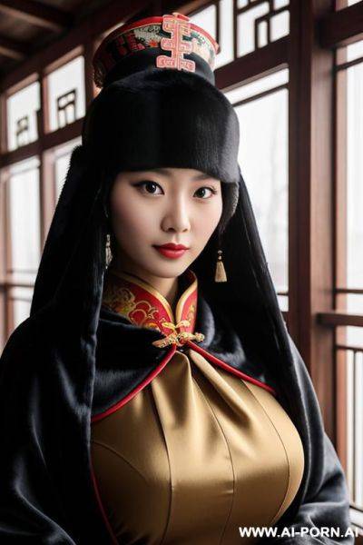 Chinese traditional clog, silk, winter clothes, palace, beautiful face, perfect body, big eyes, big breasts, chinese, detail - ai-porn.ai - China on pornsimulated.com