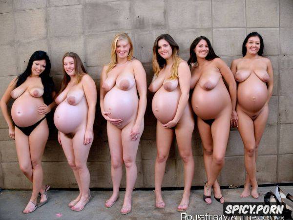 A group of pregnant teens with huge tits posing in front of a wall - spicy.porn on pornsimulated.com