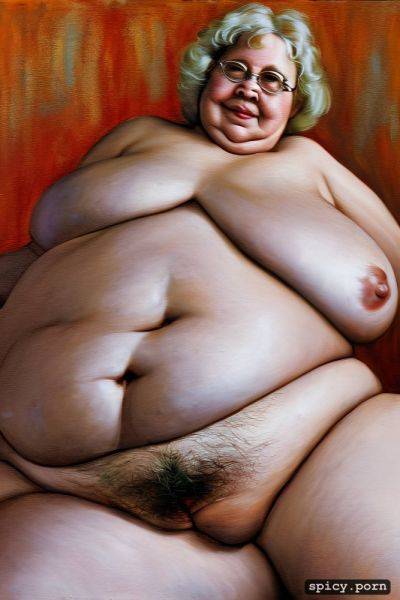 Seductive obese granny, fat thighs, 85yo, spreading legs, fat hairy pussy - spicy.porn on pornsimulated.com