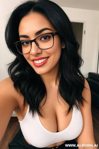 Latina medium hair length 20 years old thick square glasses chipped tooth - ai-porn.ai on pornsimulated.com