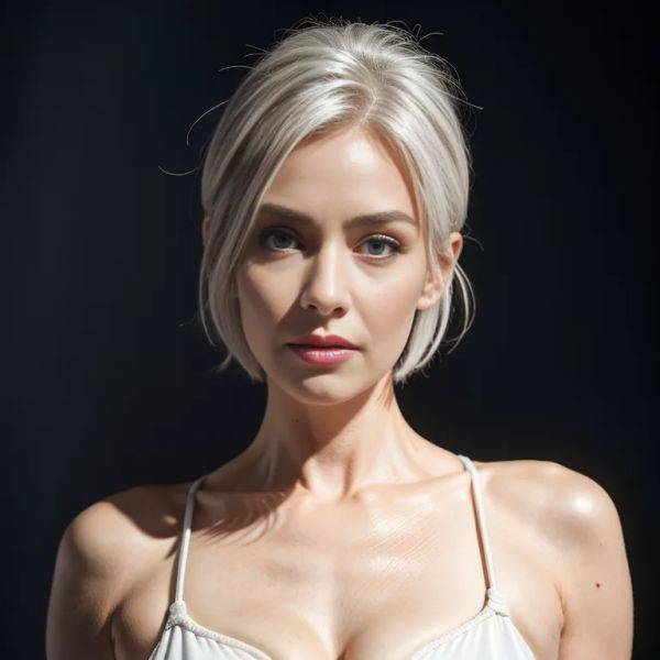 ,woman,aging,(RAW photo, best quality, masterpiece:1.1), (realistic, photo-realistic:1.2), ultra-detailed, ultra high res, physically-based rendering,short hair,white hair,hair behind ear,normal breasts,medium ass,muscular,(adult:1.5) - pornmake.ai on pornsimulated.com