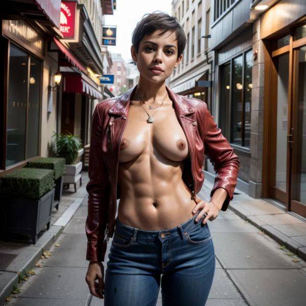 , latino,woman,thirties,(RAW photo, best quality, masterpiece:1.1), (realistic, photo-realistic:1.2), ultra-detailed, ultra high res, physically-based rendering,short hair,pixie cut,perfect - pornmake.ai on pornsimulated.com