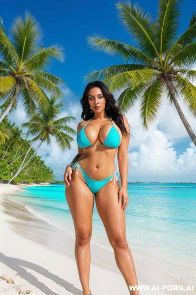 Sunset, massive tits, massive ass, big hips, big waist, micro bikini suit, two woman, more big boobs, beautiful woman, no bra, more big hips - ai-porn.ai on pornsimulated.com